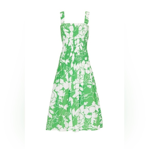 NWOT RAILS Seville Green Lotus Smocked Drop Waist Midi Dress 💚 Large - Picture 9 of 16